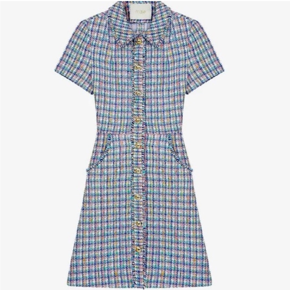 NWT Maje Renizam Metallic Multicolour Dress -Size 40 EU